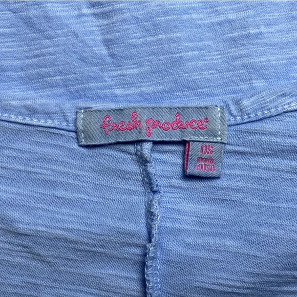 Fresh Produce Cotton Slub Tee Blue Oversized Scoop Neck Boxy T-Shirt One Size - Picture 8 of 10